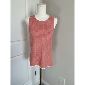 Tory Burch Tory Sport Sleeveless Knit Top Performance White Red/Orange Chevron M